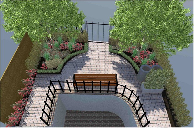 Garden Design - formal front garden 3D
